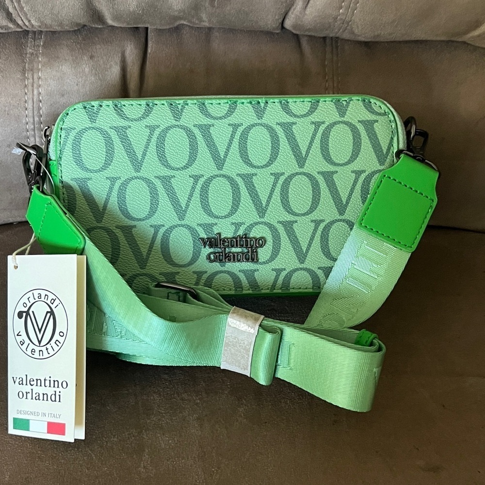 Valentino Orlandi Green VOVO Logo Crossbody Bag
